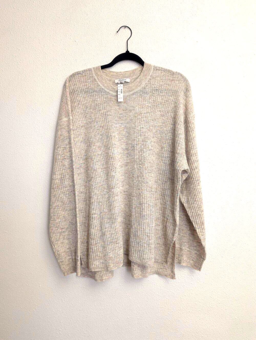 Madewell Ribbed Alpaca-Blend Crewneck Sweater Heather Stone Size XL NEW - Picture 2 of 7